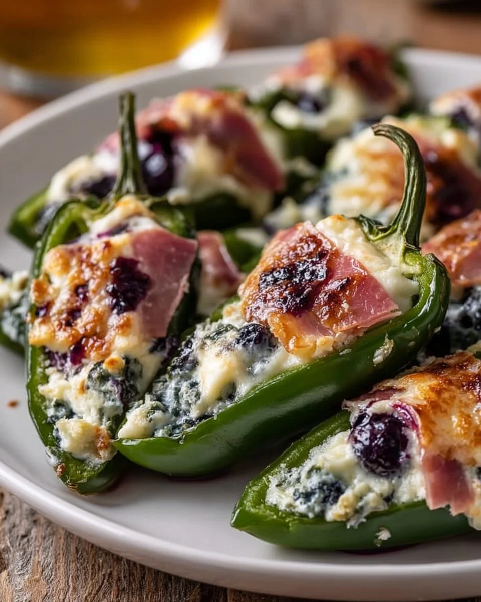 Blueberry Brie Jalapeño Poppers served on a plate, ready to enjoy.