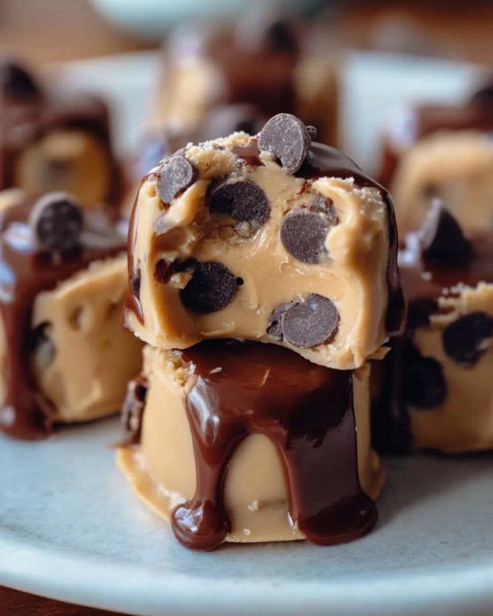 Frozen Greek yogurt peanut butter bites on a plate, ready to enjoy.