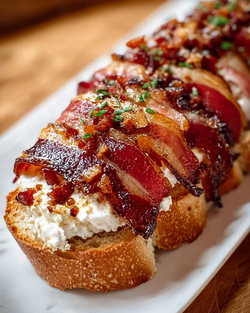 Bacon Goat Cheese Appetizer Log served on a rustic wooden platter