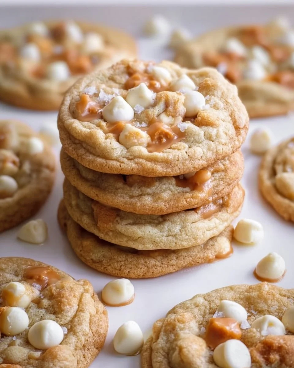 Delicious Salted Caramel White Chocolate Cookies on a plate