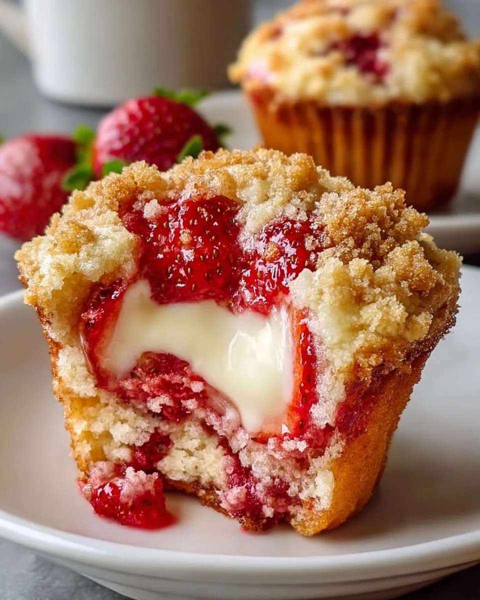 Strawberry Muffins with Cream Cheese Filling