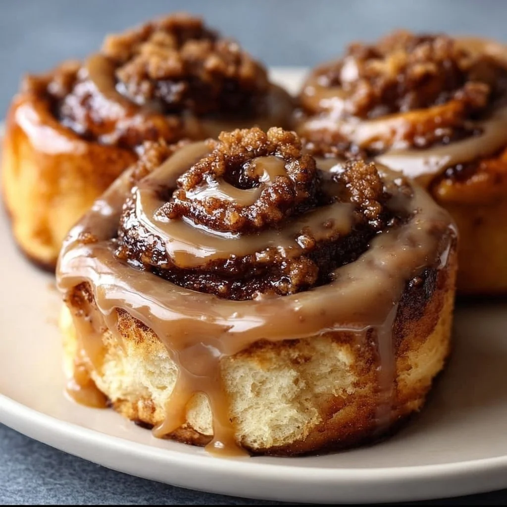 Delicious caramel coffee cinnamon rolls swirled with sweet icing