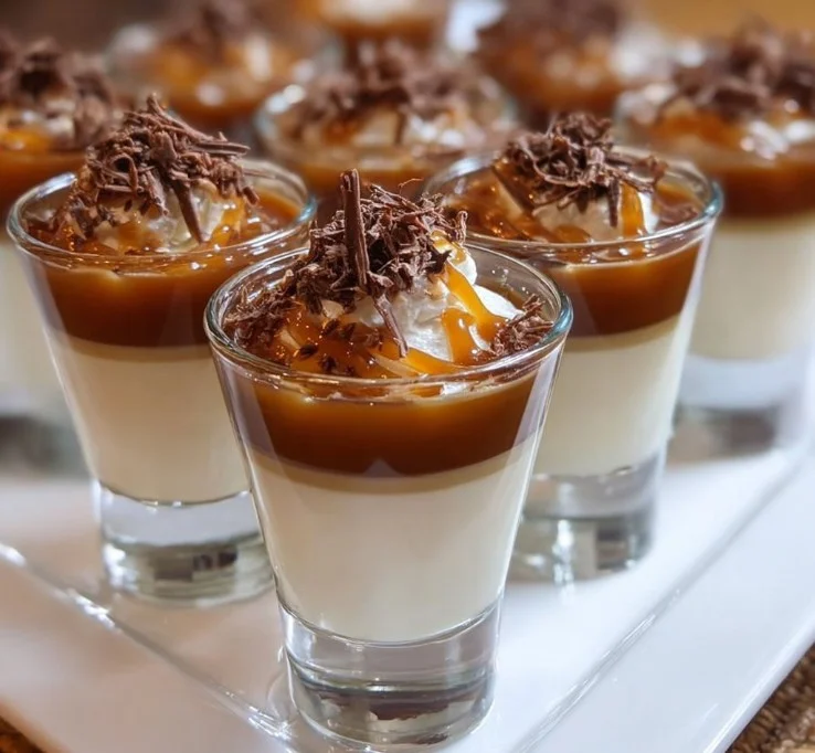 Delicious Caramel Kahlua Cream Shots served in elegant glasses