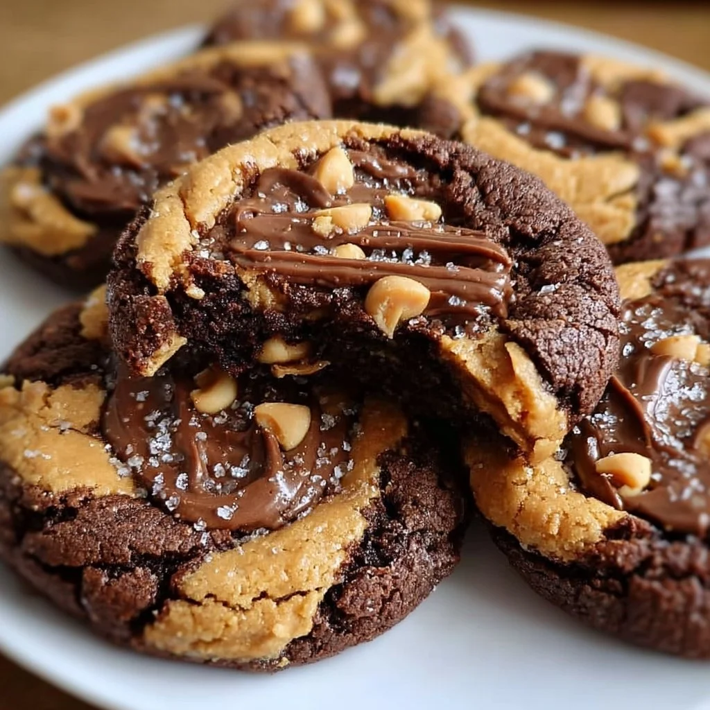 Delicious homemade Peanut Butter Brownie Cookies on a cooling rack.