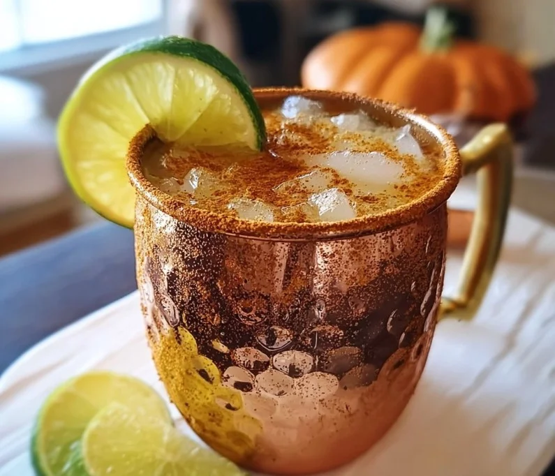 Delicious Pumpkin Spice Mules cocktail with autumn spices and garnishes.