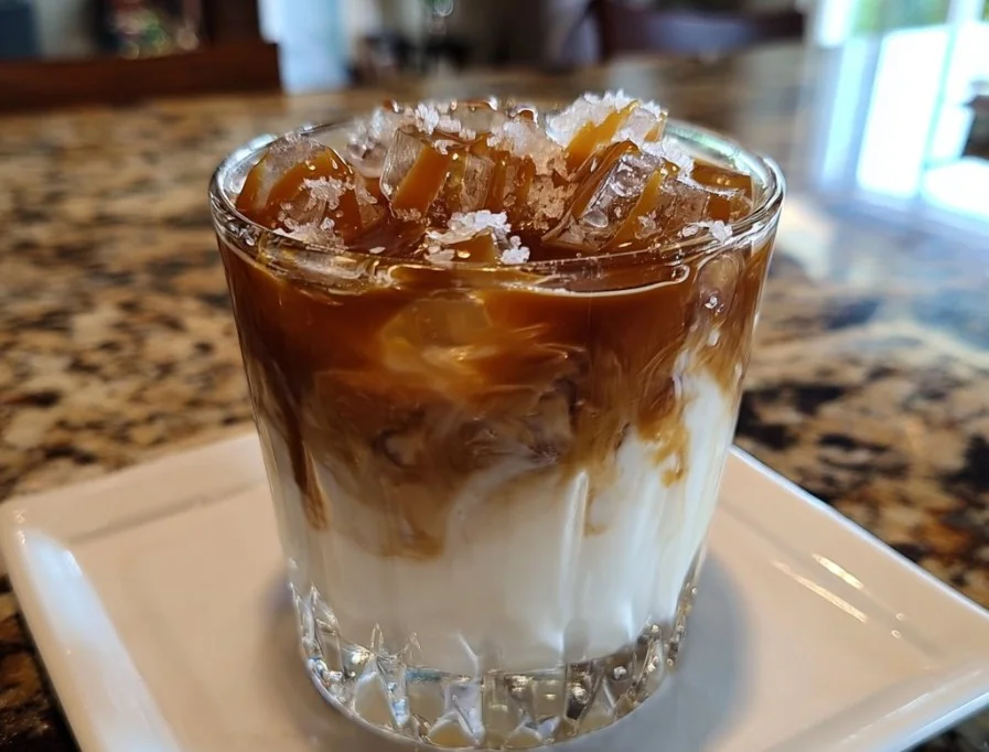 Delicious Salted Caramel White Russian cocktail served in a glass