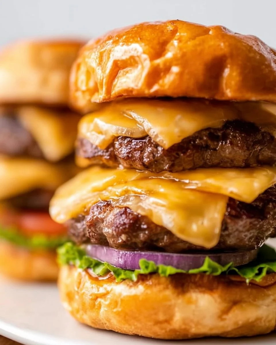 Delicious Wisconsin Butter Burger with melted butter and toppings