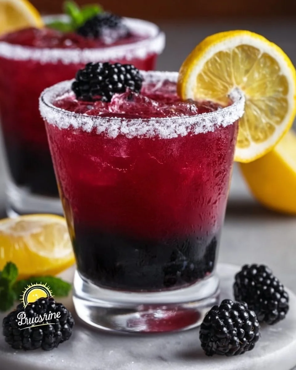 Zesty Blackberry Lemon Drop Martini cocktail garnished with fresh blackberries
