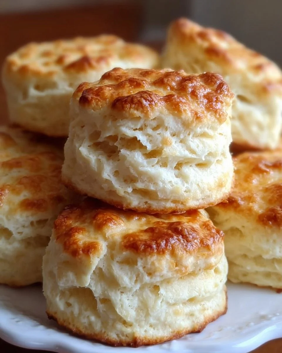 Fluffy 3-ingredient buttermilk biscuits served on a plate