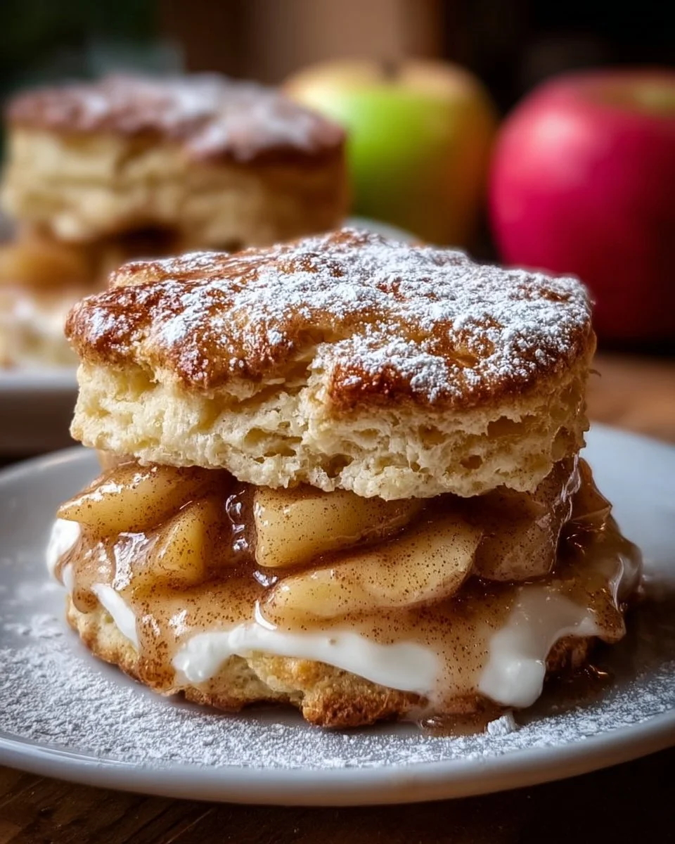 Delicious apple pie biscuit sandwiches served on a plate.
