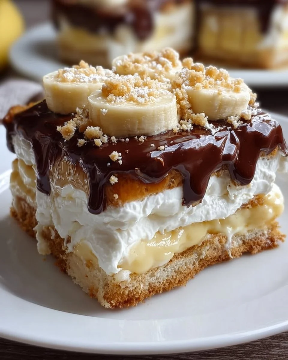 Delicious banana pudding eclair cake with creamy filling and banana slices