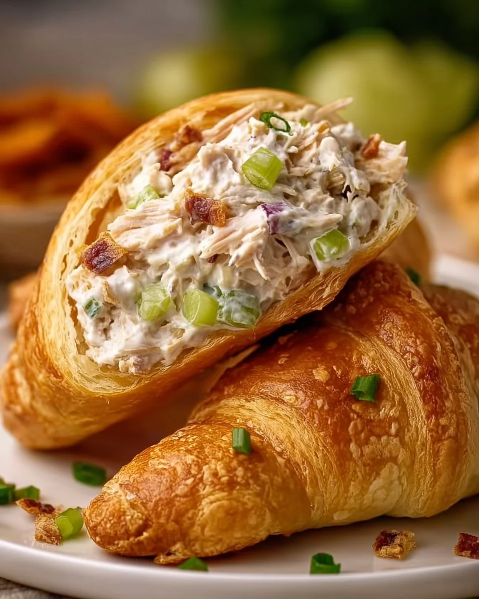 Crispy Easter chicken salad crescent rolls served on a festive table