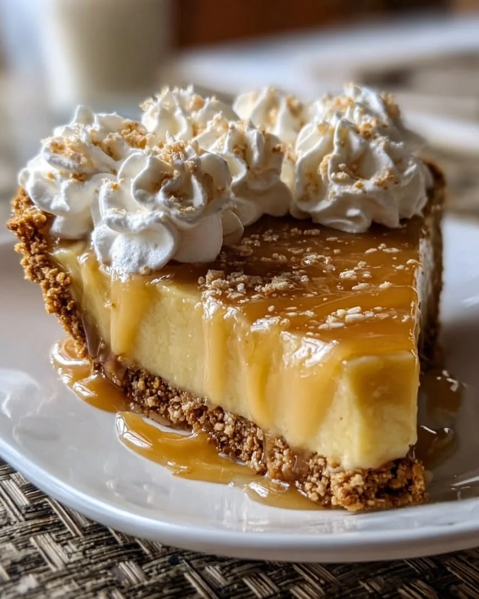 Dolly Parton's delicious butterscotch pie served on a rustic table