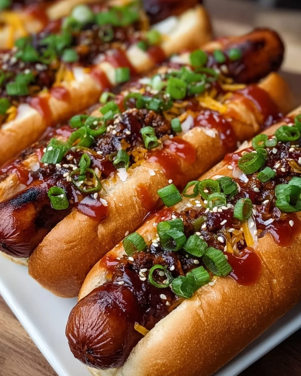 Firecracker hot dogs with sweet and spicy seasoning on a grill
