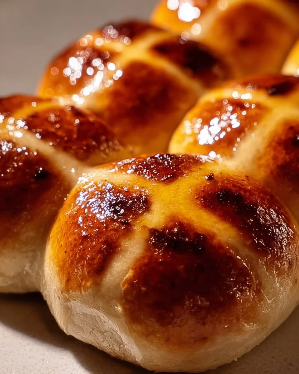 Golden Apple Hot Cross Buns showcasing a delicious twist on the traditional recipe.
