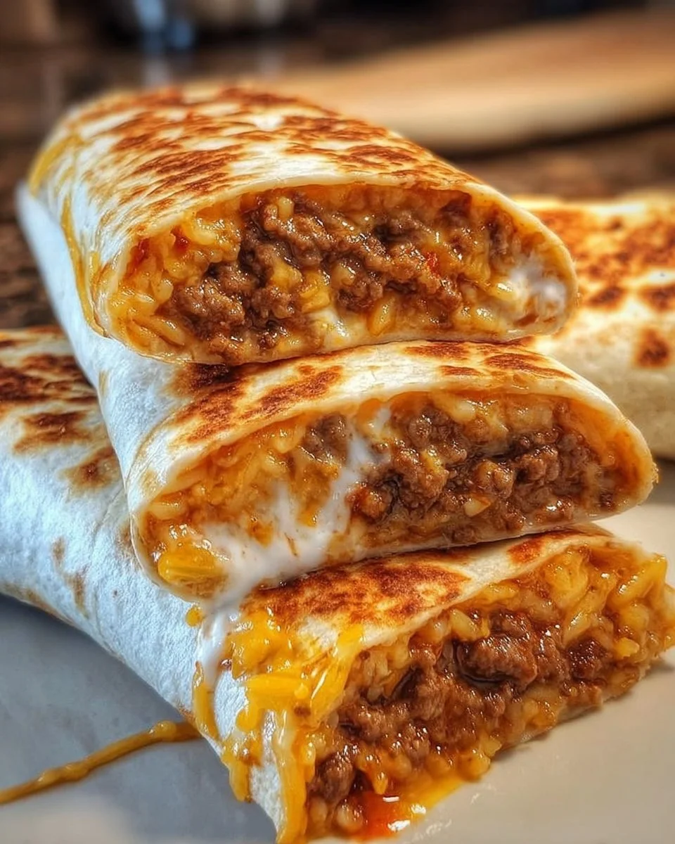 Delicious grilled cheese burrito with melted cheese and crispy tortilla