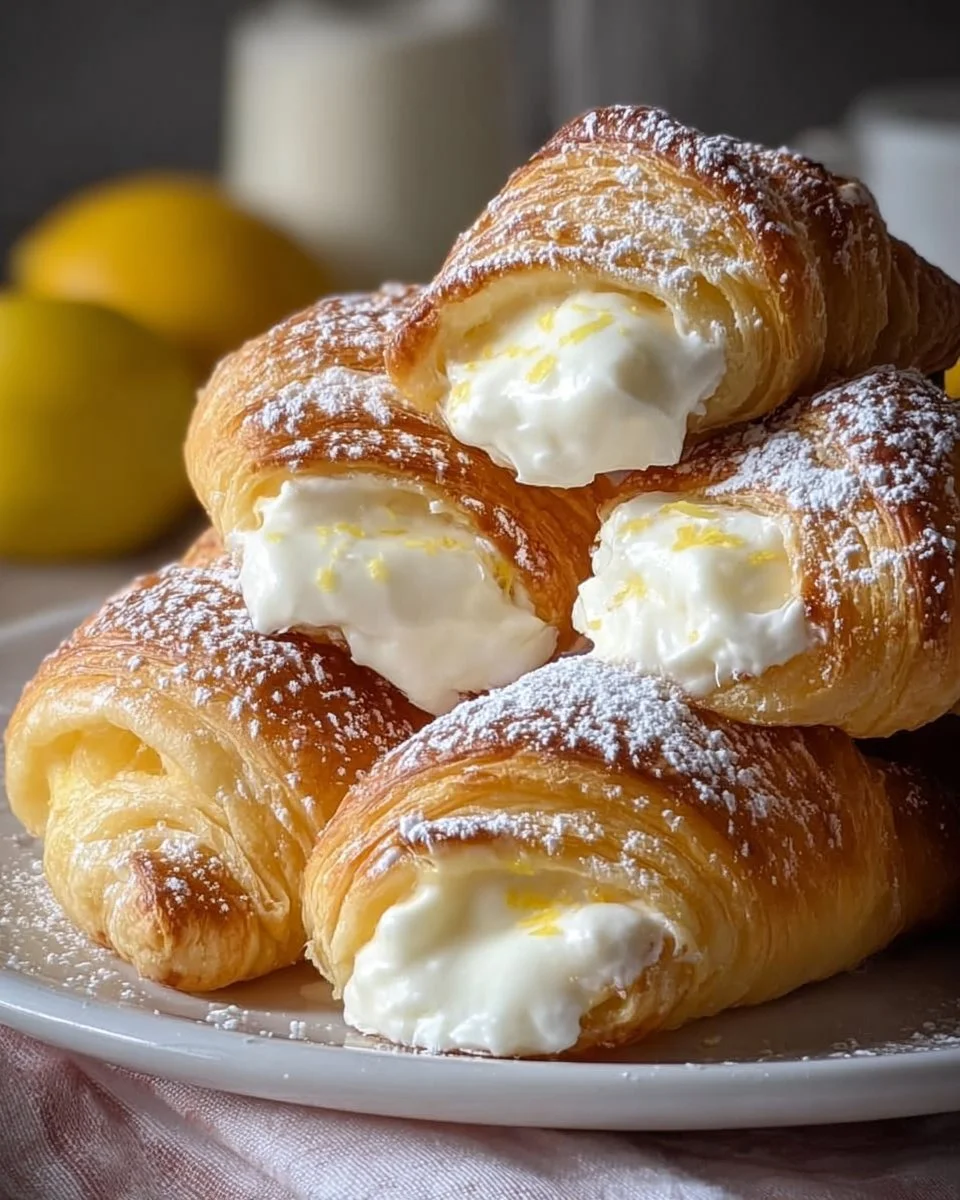 Lemon cream cheese crescent rolls freshly baked and ready to serve