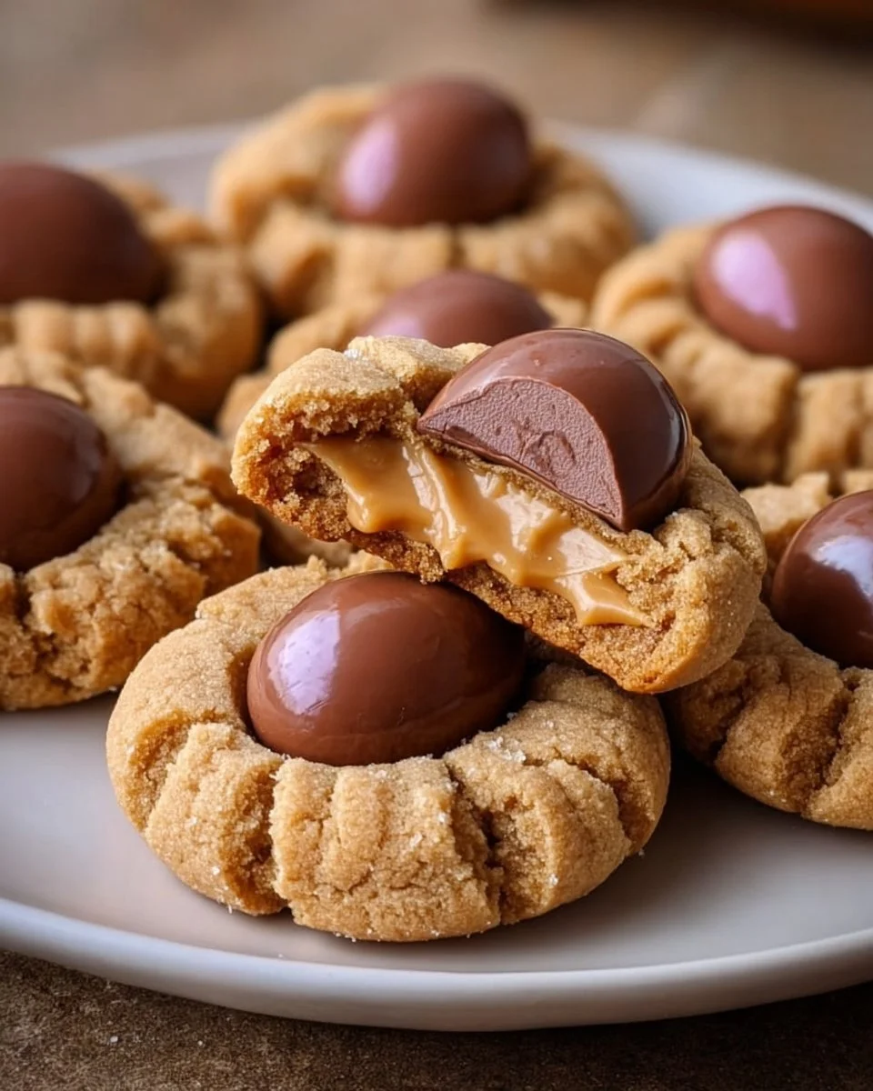 Reese’s Egg Peanut Butter Cookies on a plate, featuring rich chocolate and peanut butter cream.