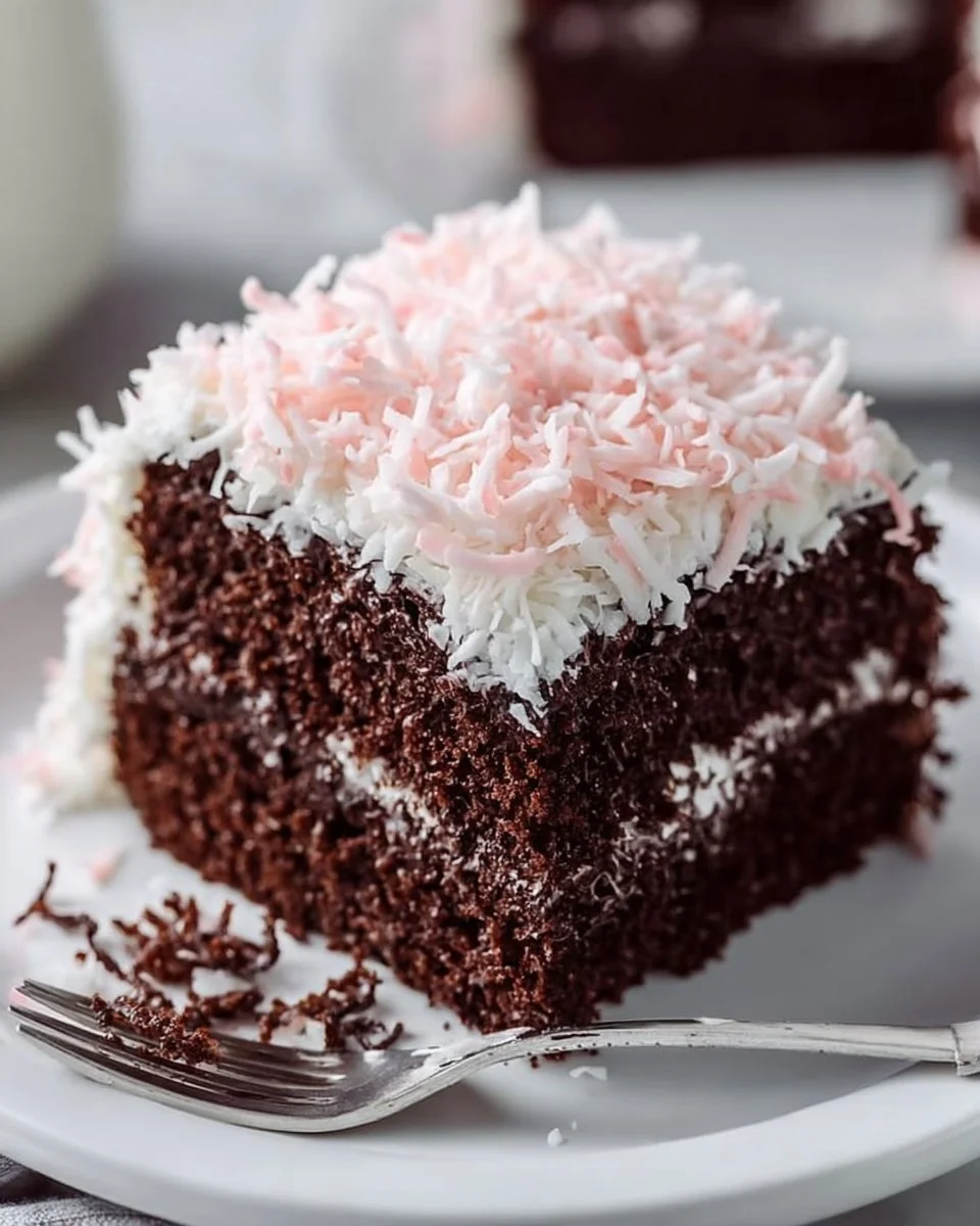 Delicious Snowball Cake decorated with coconut frosting and berries on top.