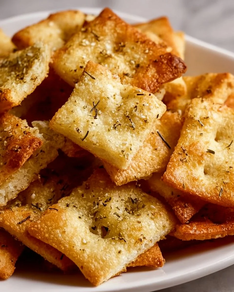 Homemade sourdough discard crackers on a wooden board