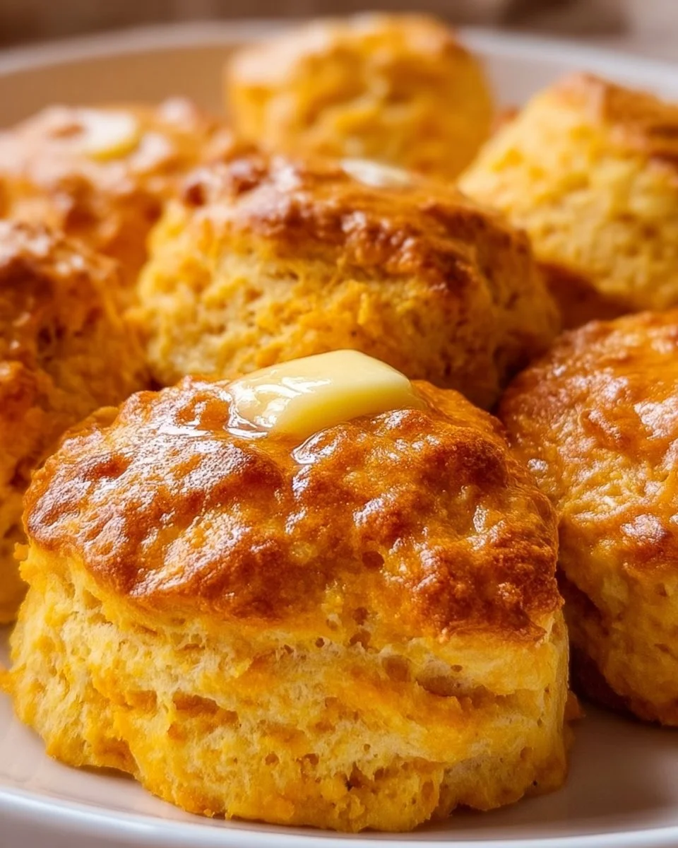 Freshly baked Sweet Potato Butter Swim Biscuits on a plate