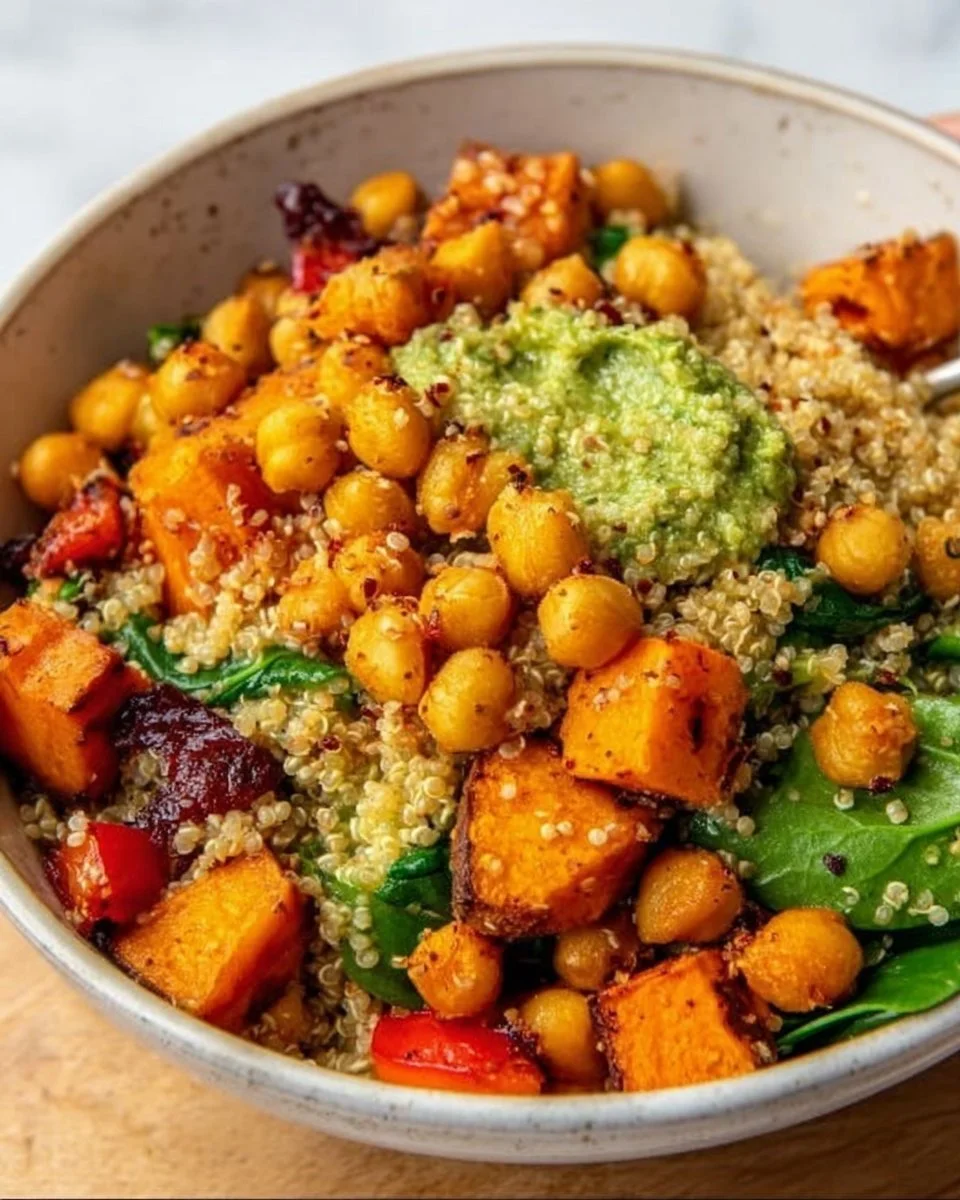 Colorful Vegan Buddha Bowl with fresh vegetables and grains
