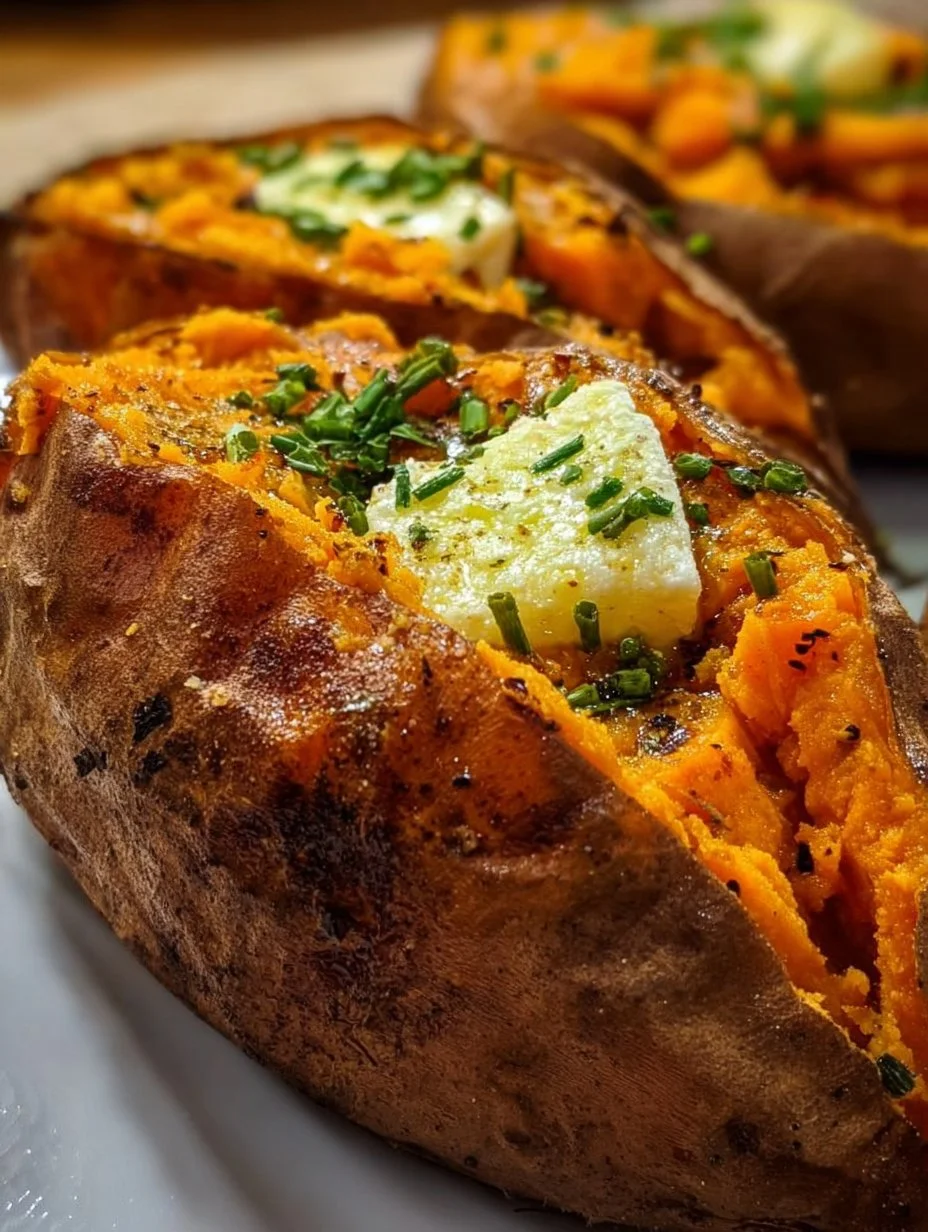 Deliciously baked sweet potato served with toppings