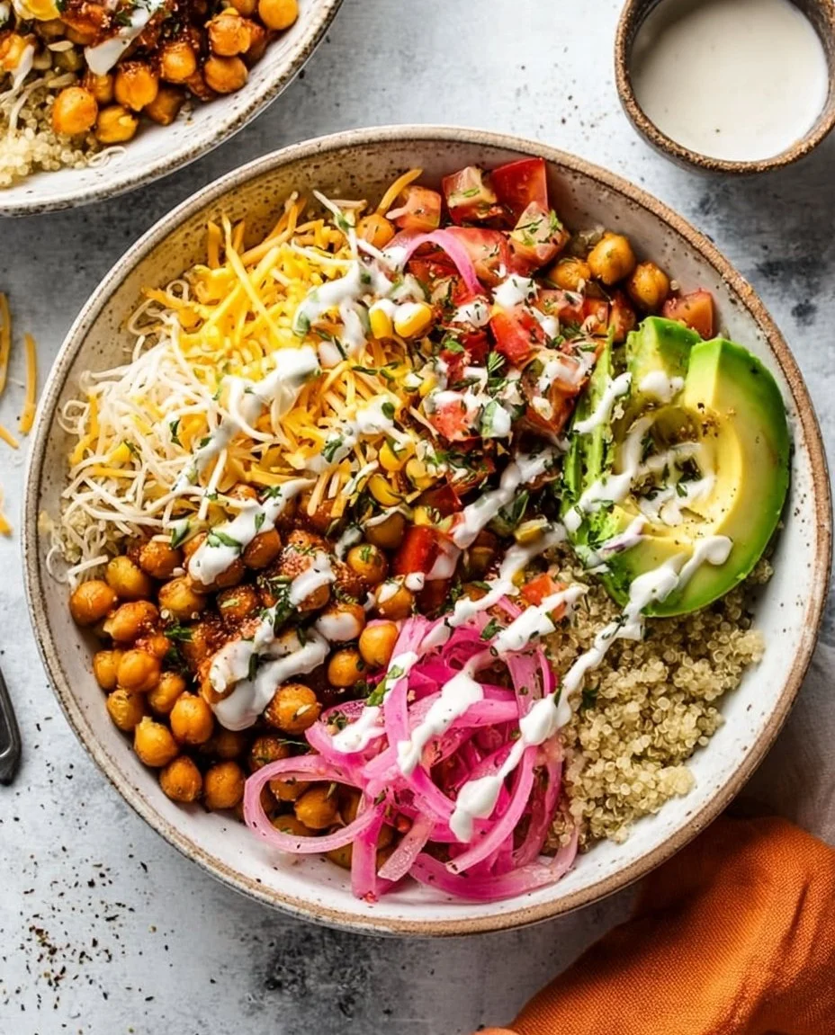 BBQ Ranch Chickpea Quinoa Bowls
