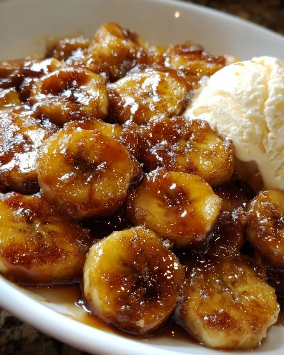 Delicious caramelized bananas served on a plate