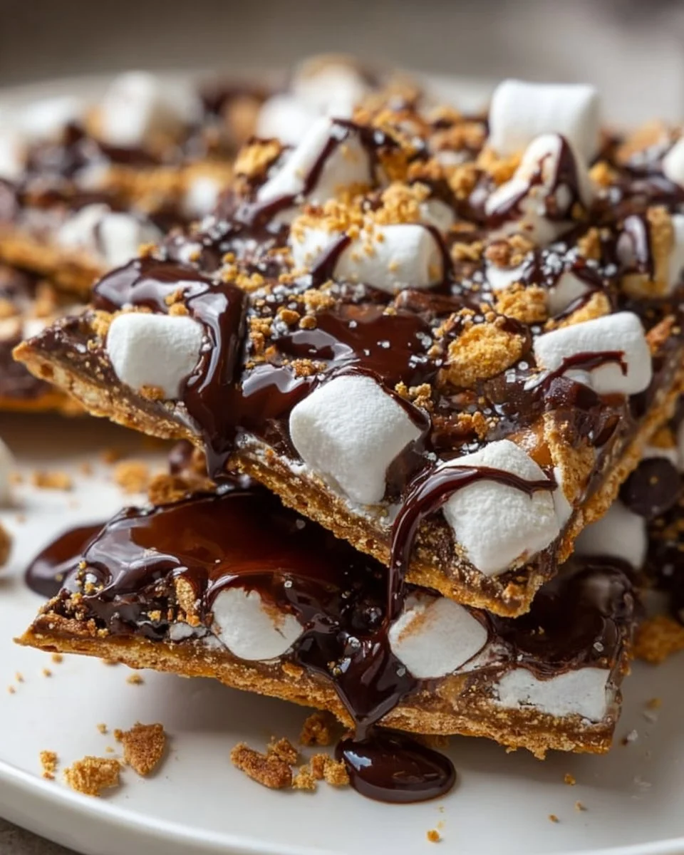 Delicious chocolate and marshmallow loaded s'mores bark