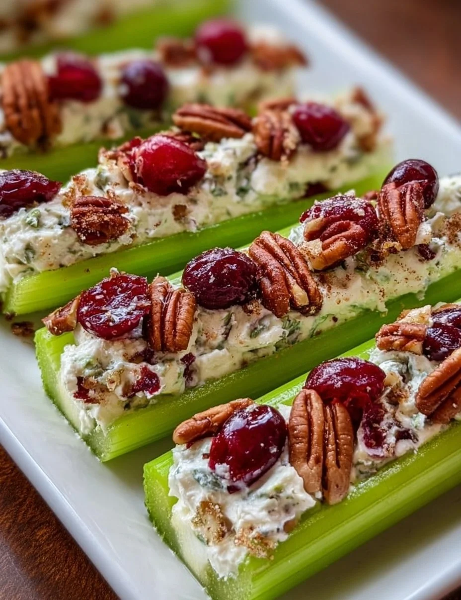 Cranberry Pecan Cream Cheese Stuffed Celery