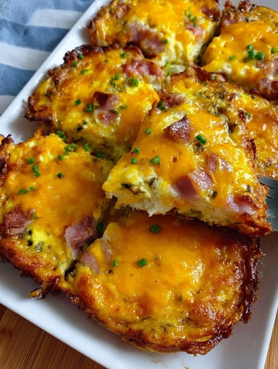 Egg Cheese Hashbrown Casserole topped with melted cheese on a serving dish