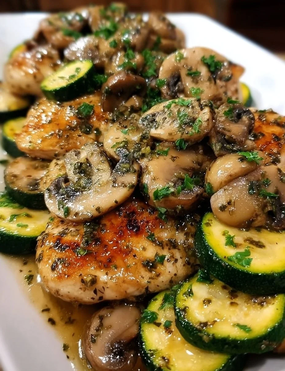 Italian Chicken, Mushrooms and Zucchini Skillet