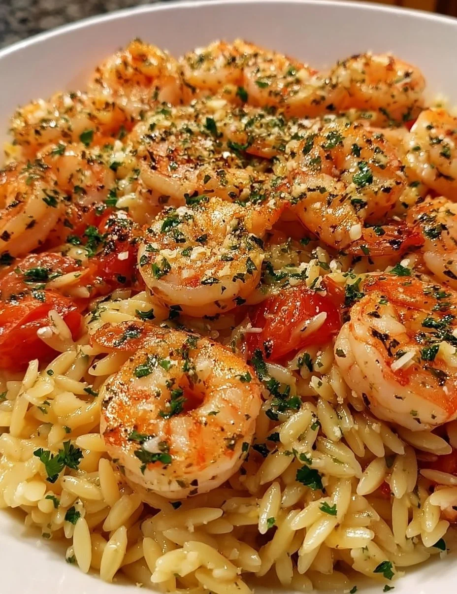 One Pot Garlic Butter Shrimp and Orzo