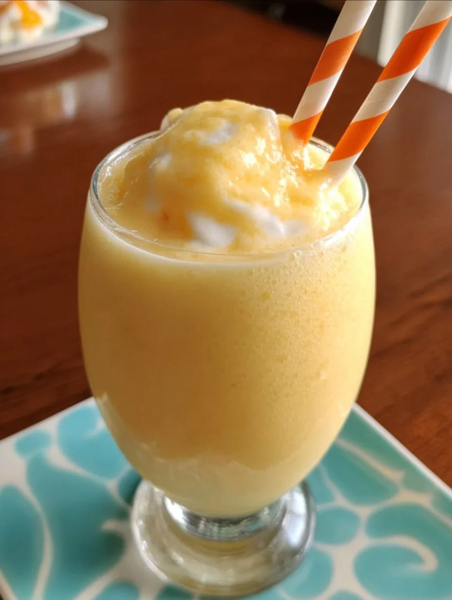 Delicious Orange Creamsicle Smoothie in a glass with a straw