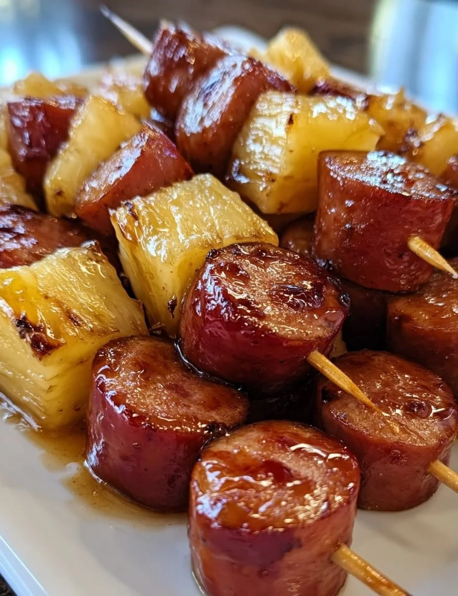 Pineapple Brown Sugar Smokies Skewers