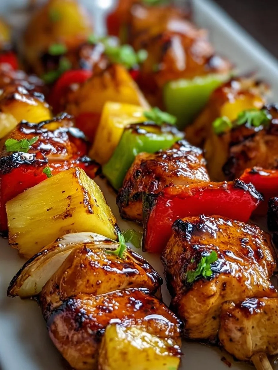 Pineapple Chicken Kabobs grilled to perfection with juicy chicken and fresh pineapple.
