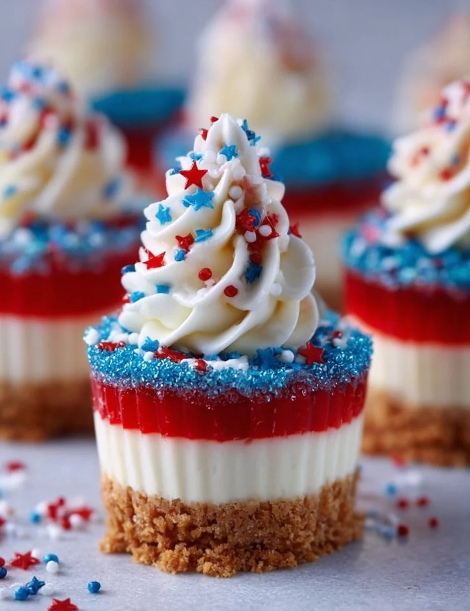 Red, White and Blue Mini Cheesecakes