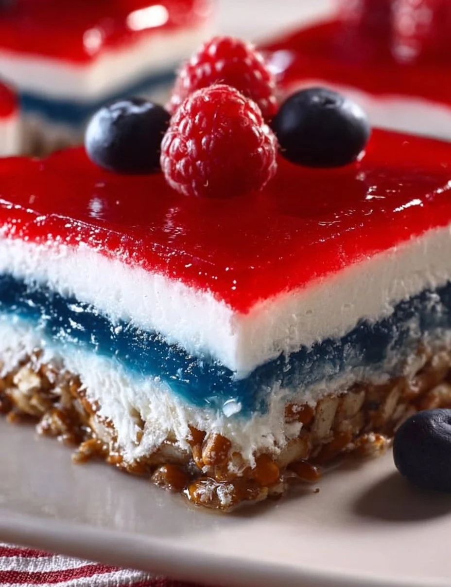 Red White and Blue Pretzel Salad