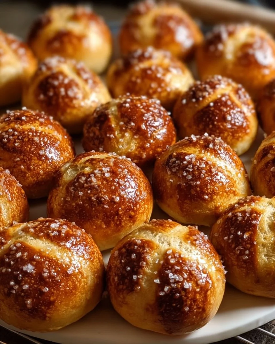 Soft and chewy sourdough pretzel bites served with dipping sauce