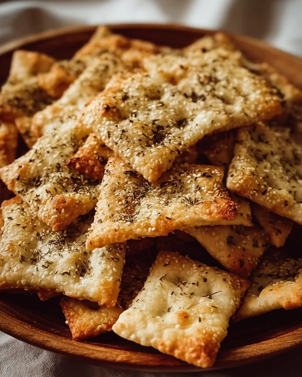 Homemade sourdough crackers made from sourdough discard.