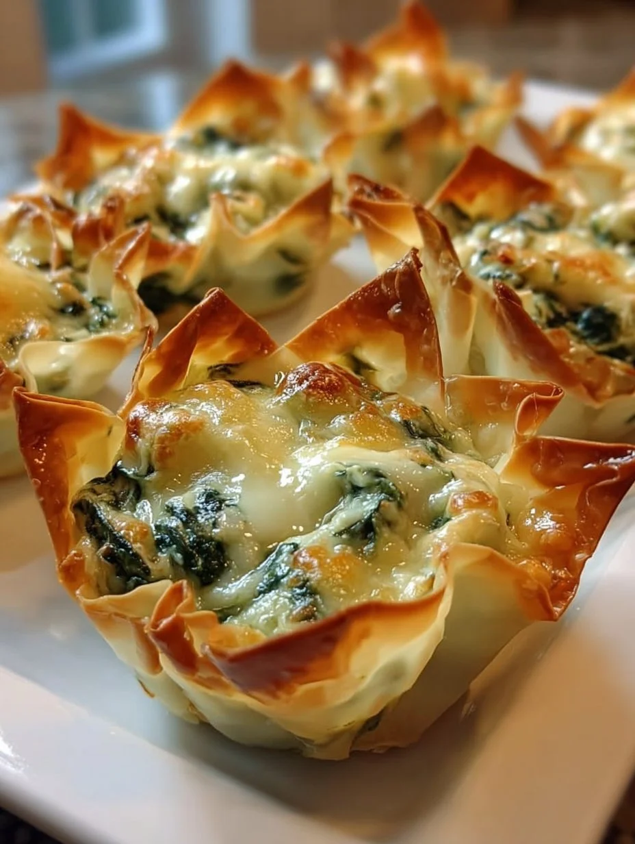 Spinach and artichoke filled wonton cups for a tasty appetizer