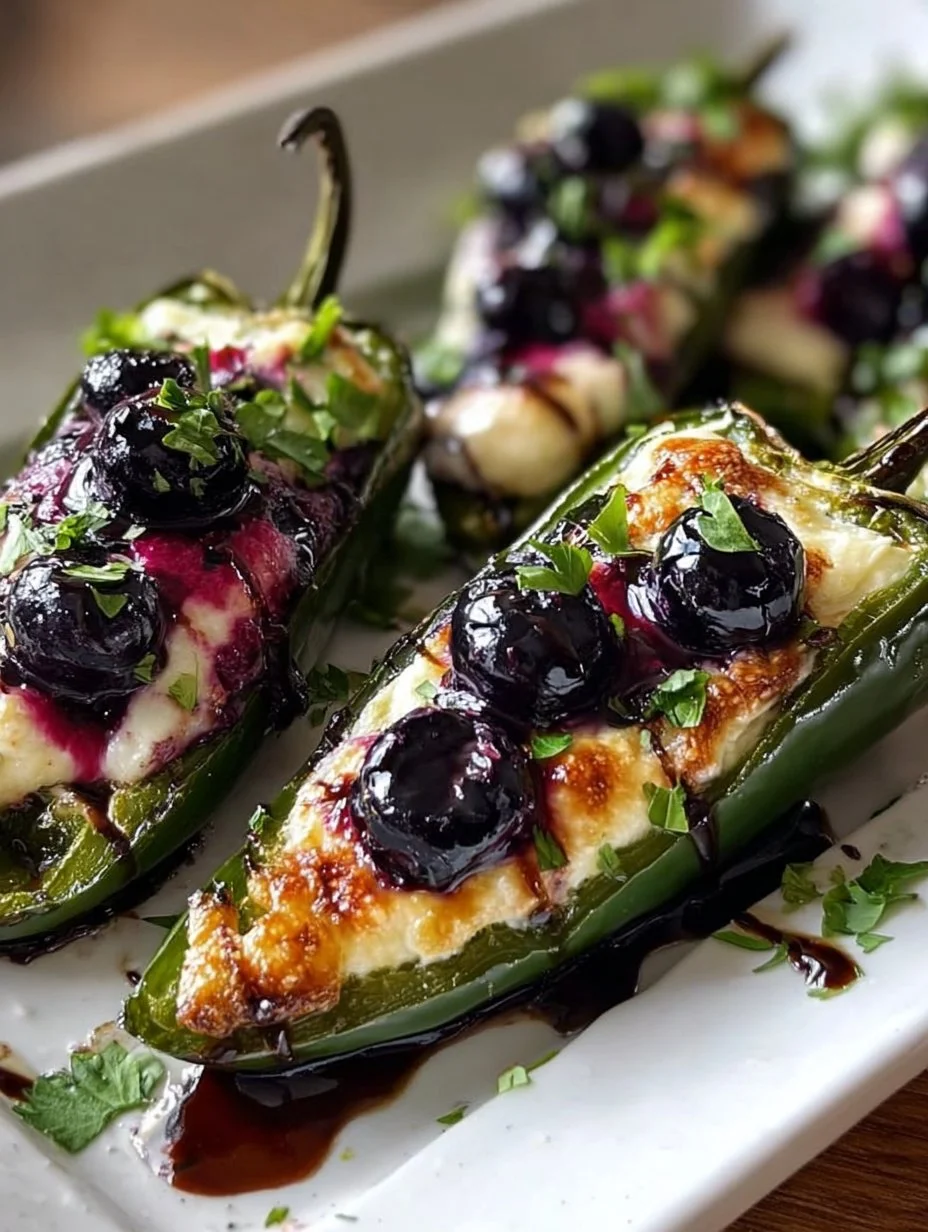 Delicious blueberry brie poppers with jalapeños on a serving platter