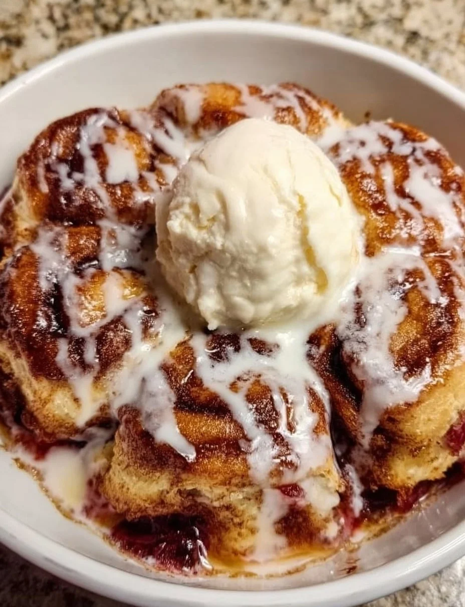 2 Ingredient Cinnamon Roll Cobbler