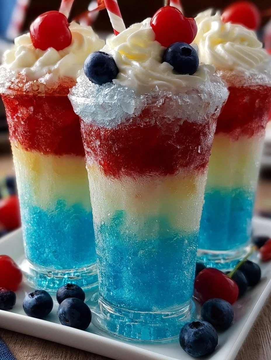 Colorful 4th of July Bomb Pop Punch Cups filled with drinks