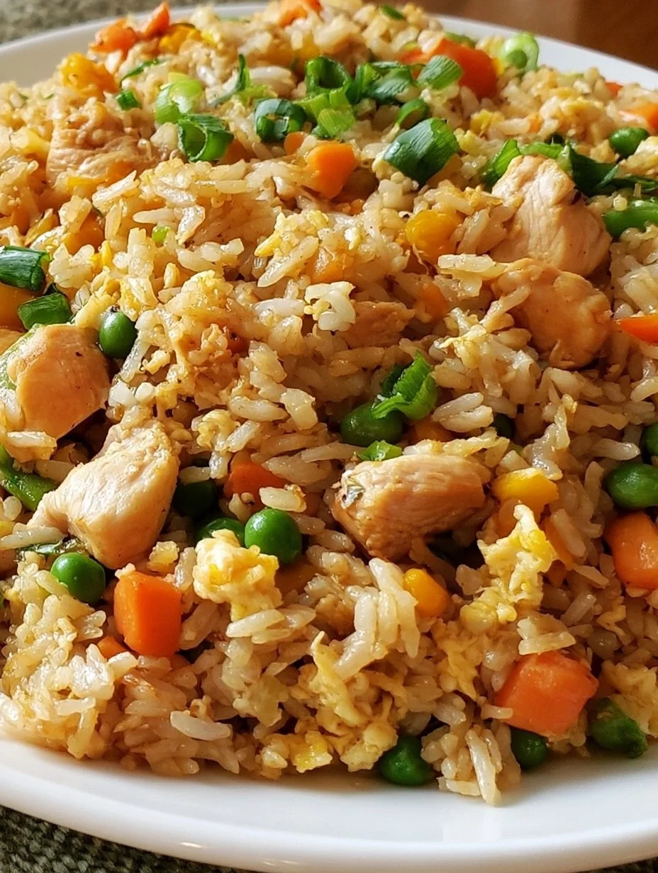 Delicious crockpot chicken fried rice served in a bowl with vegetables