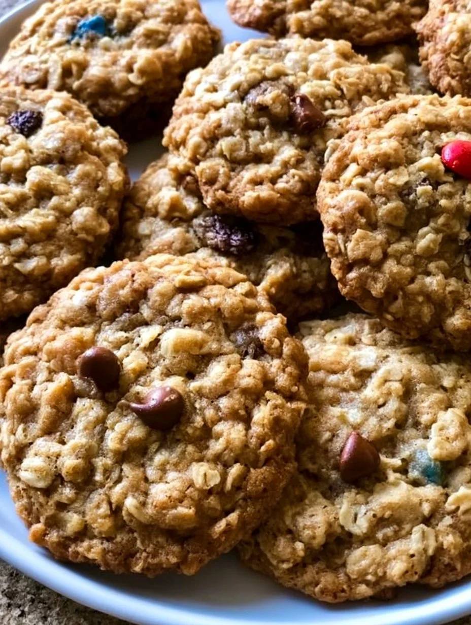 Baking fresh easy chewy oatmeal cookies on a cooling rack.