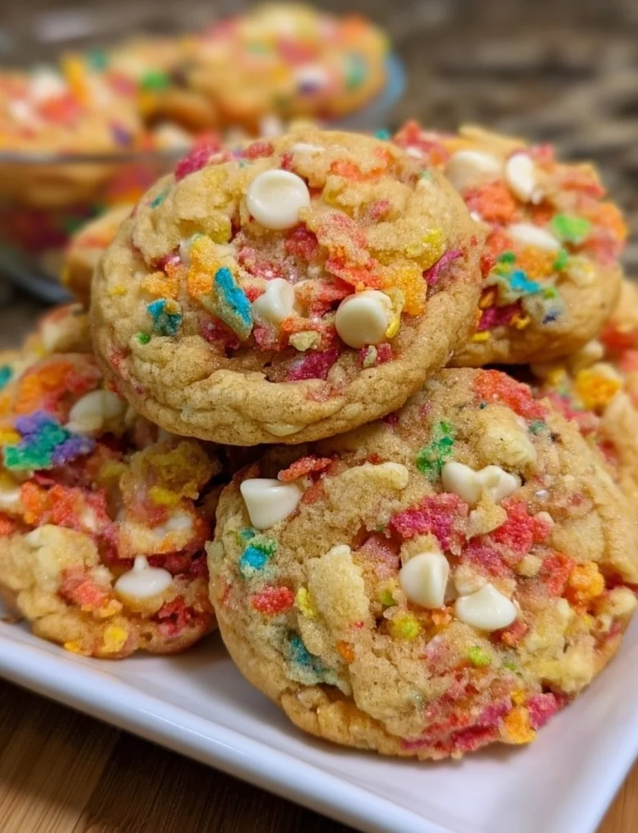 Fruity Pebbles Pudding Cookies