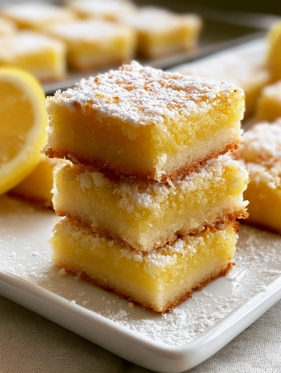 Delicious gluten-free lemon bars topped with powdered sugar
