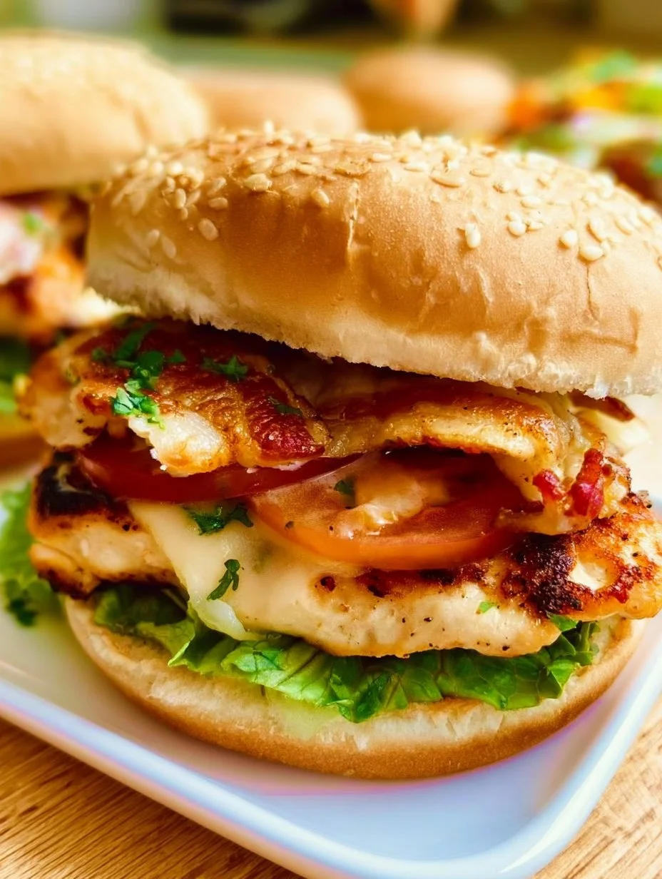 Delicious grilled chicken sandwich with fresh ingredients and toasted bun